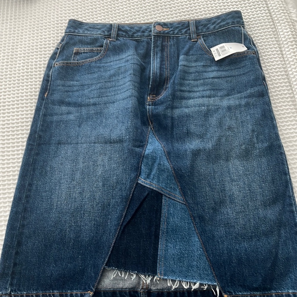 Denim knee length skirt